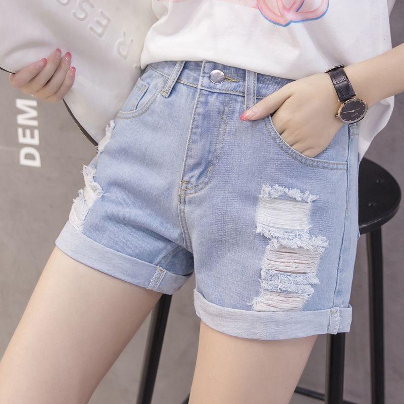 High-waisted Ribbed Denim Shorts Women's Summer Fur Baggy All-match Student Wide Leg Hot Pants