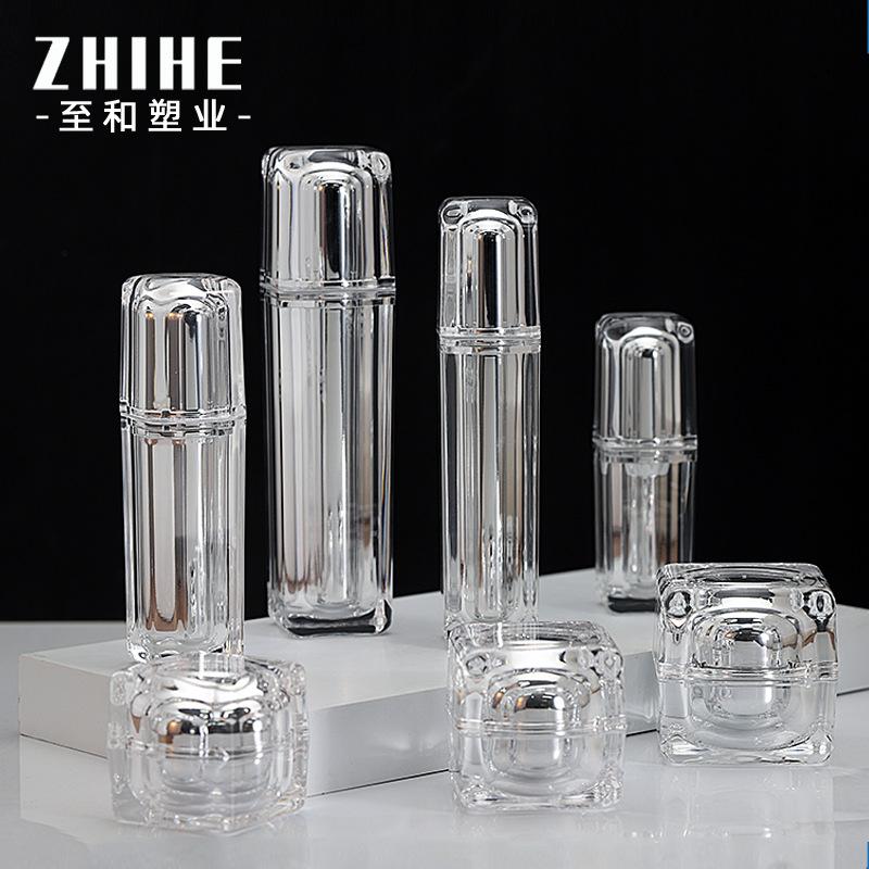 Acrylic Crystal Cream Jars 15/30/50g & Pump Bottles 30/50/100ml, Refillable Cosmetic Containers for Lotion Serum Face Cream