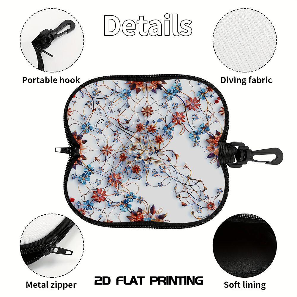 2D-Vintage Floral Printed Protective Sunglasses Case, Elegant Botanical Pattern Eyeglasses Storage Pouch, Lightweight Portable Eyewear Holder for Dail