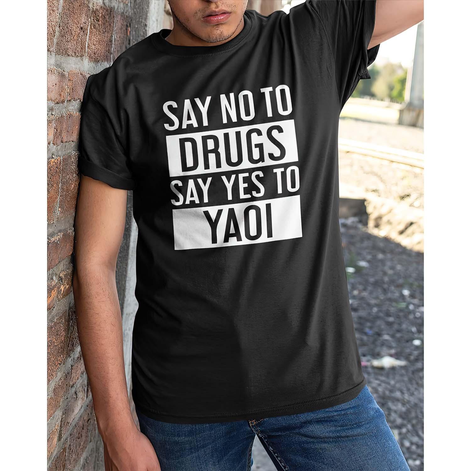 

Say No To Drugs Say Yes To Yaoi Graphic Prue Cotton Graphic Print TShirt for Men Women Round Neck Short Sleeved T-shirt Top -... S разноцветный