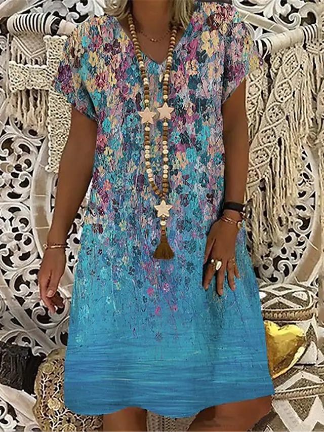 Dress Short Sleeve Floral Print 