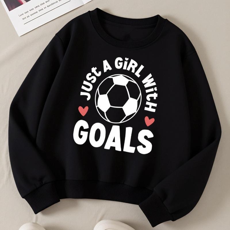 Kids Crewneck Long Sleeve Sweatshirt,Trendy Just A Girl with Goals Print Pullover 110