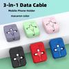 3 In1 Retractable Multi Charging Cable Cord USB Compatible for iPhone Android Type C Phone Holder Mini Portable Fast Charger Car