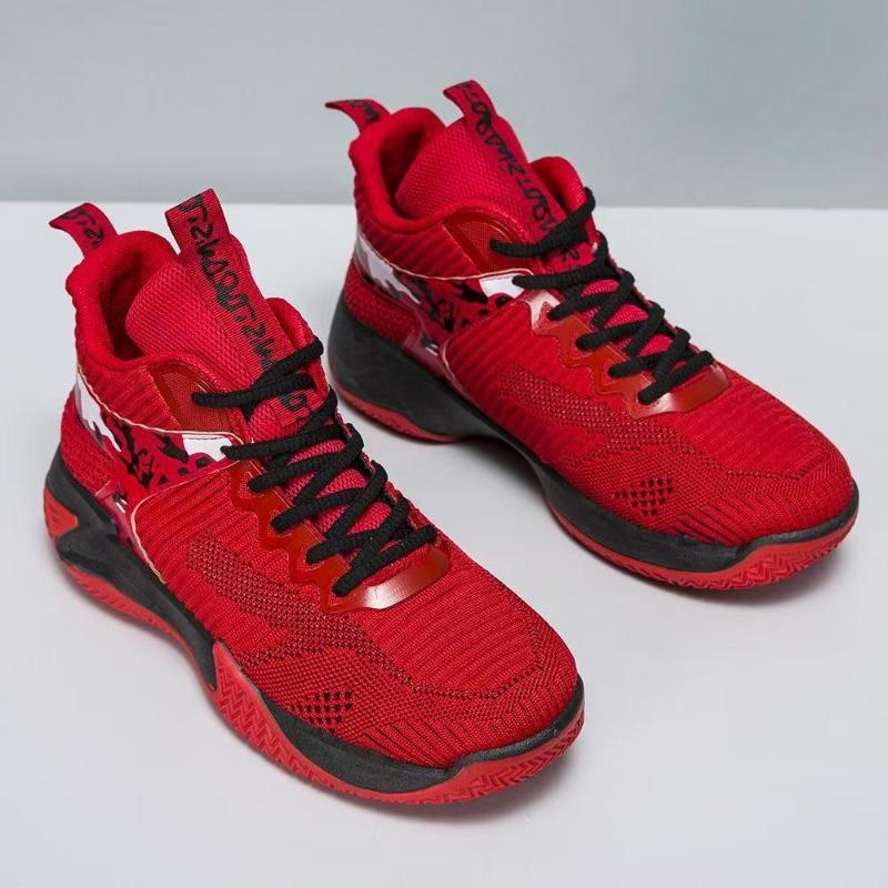 Basketball shoes spring and autumn breathable fly-woven surface lace-up platform sports shoes outdoor casual running men's shoes