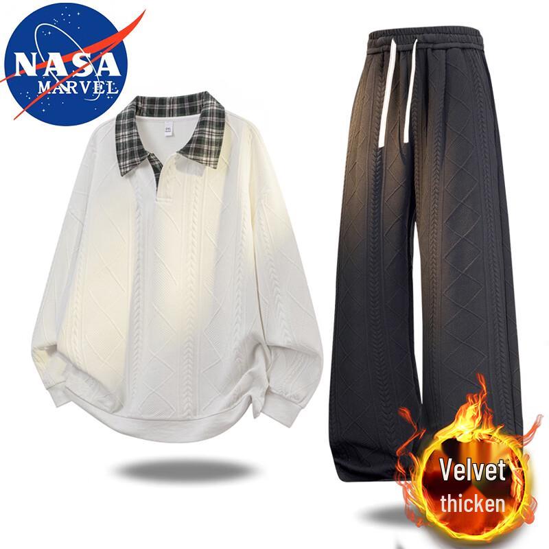 NASA MARVEL Men's Polo Collar Long Sleeve Top