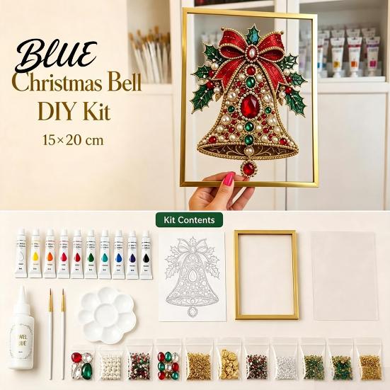 Art Craft Supplies Set DIY Jewelry Faux Pearl Painting Kit with Frame Christmas Projects for Home Leisure Crystal Gem Adults Holiday Tabletop