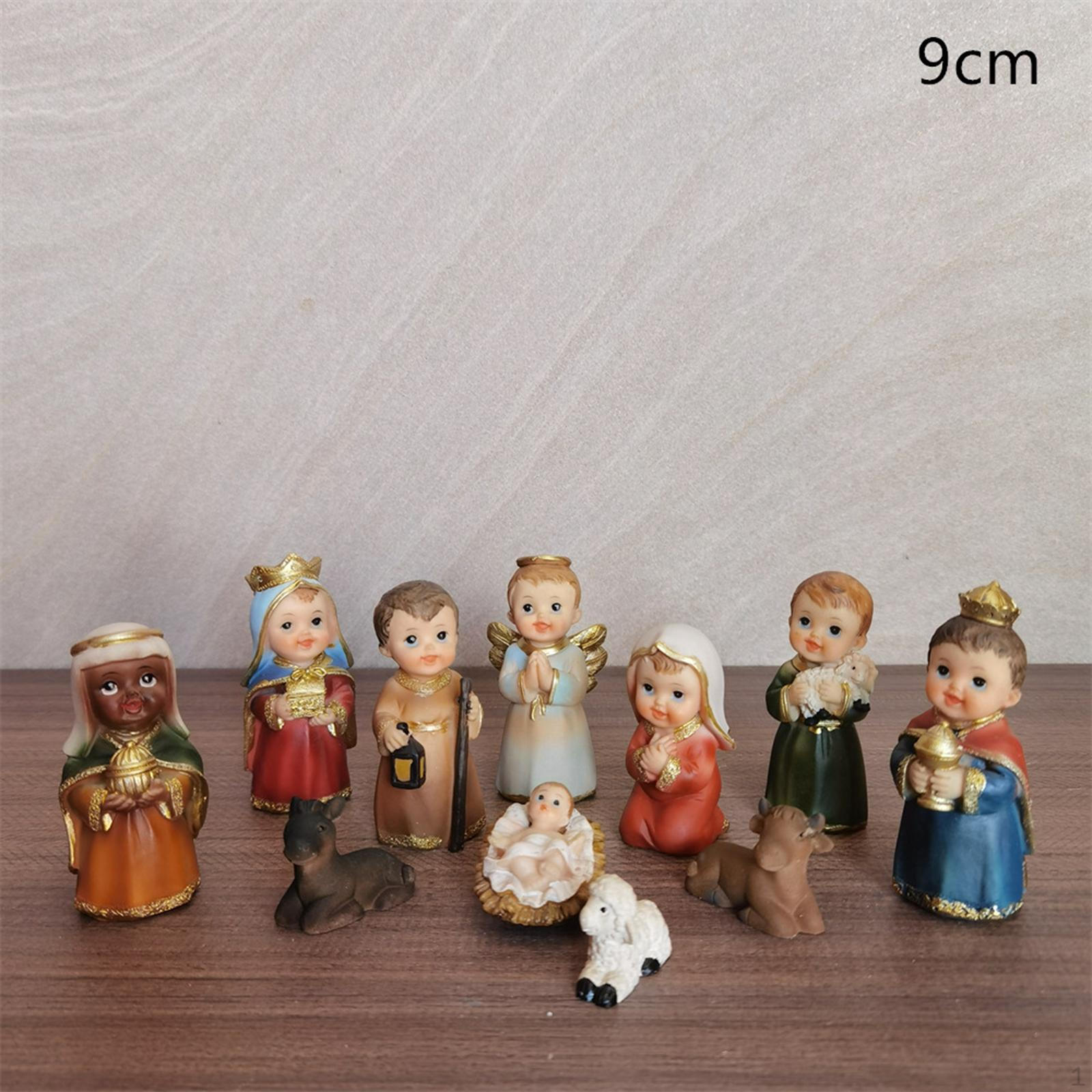 

11Pcs Nativity Scene Manger Figurines Set Figures Resin 9cm Collectibles for Countertop