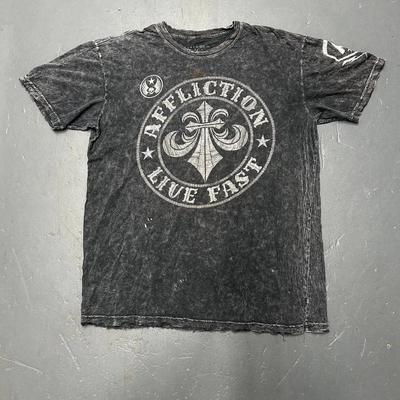 Pánské tričko Affliction grunge klasický opotřebovaný styl s oboustranným potiskem Y2K