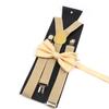 Men Kids Yellow Khaki Brown Suspender Bowtie Set Elastic Adjustable Y-Back Braces Straps Daily Father-Child Braces Accessory