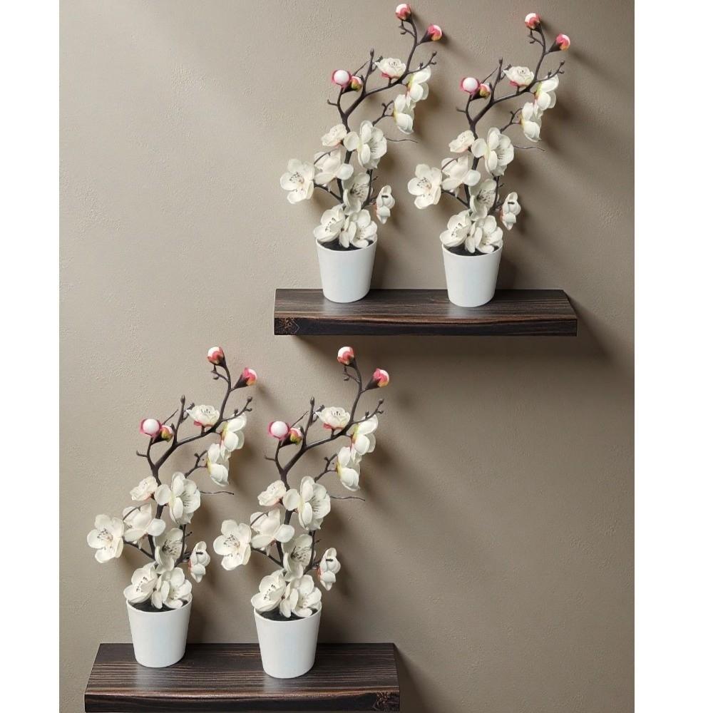 New Year Sweet Artificial Plum Flowers Bright Color Bonsai Simulation Blossom Home Decoration Potted Plum Flower Bonsai
