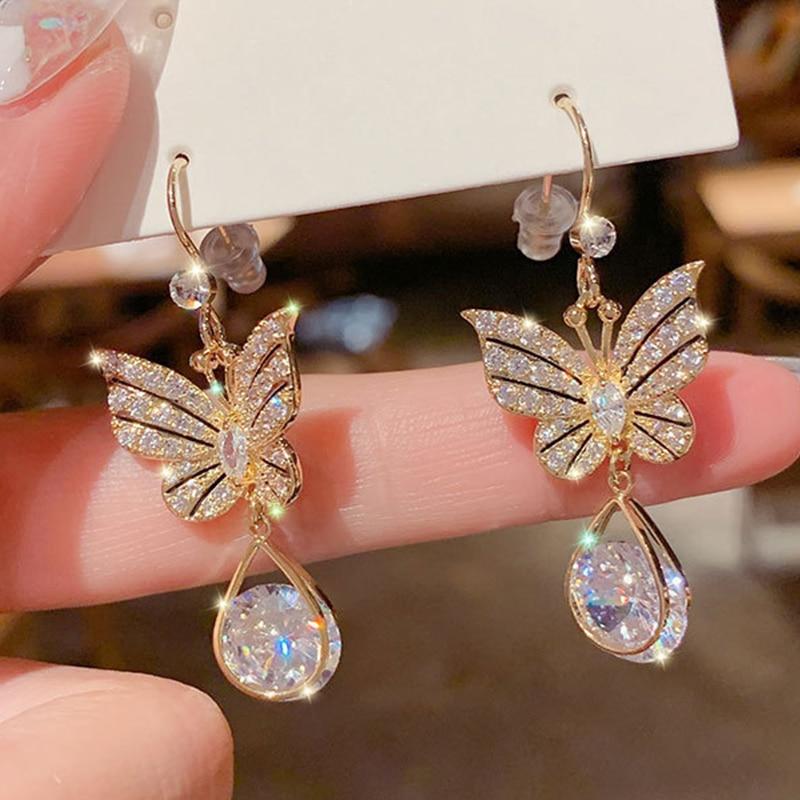 2021 neue Mode Koreanische Imitation Perle Ohrringe für Frauen Schmetterling Eule Zirkon Übergroßen Ohrring Hochzeit Schmuck