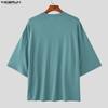 INCERUN Sommer Herren Kurzarm Netz Durchsichtig Patchwork Lässig Locker Oberteile T-Shirts