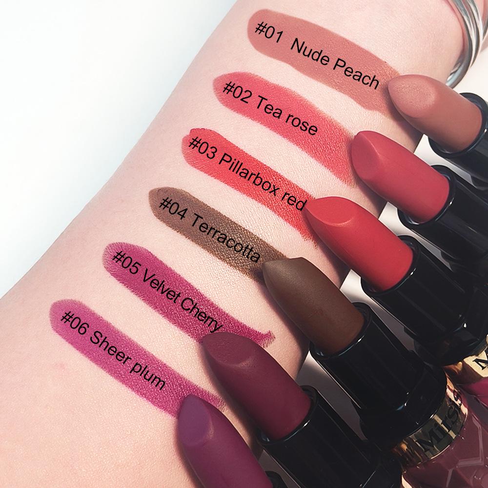 Single Pack Mirsist 6-Color Matte Lipstick: Non-Stick, Waterproof, Long-Lasting, Non-Fading, Whitening.