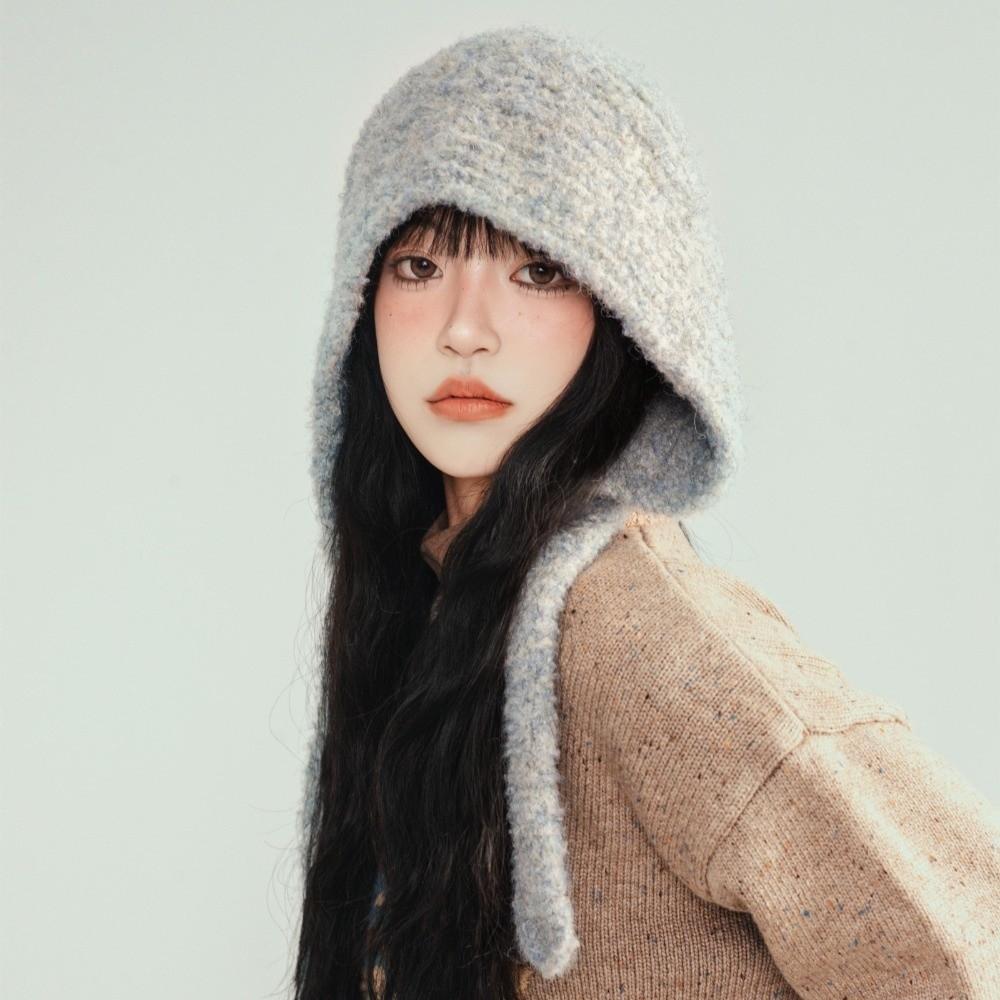 Double Side Knitted Hooded Cap Acrylic Fibers Winter Neckerchief Hat  School