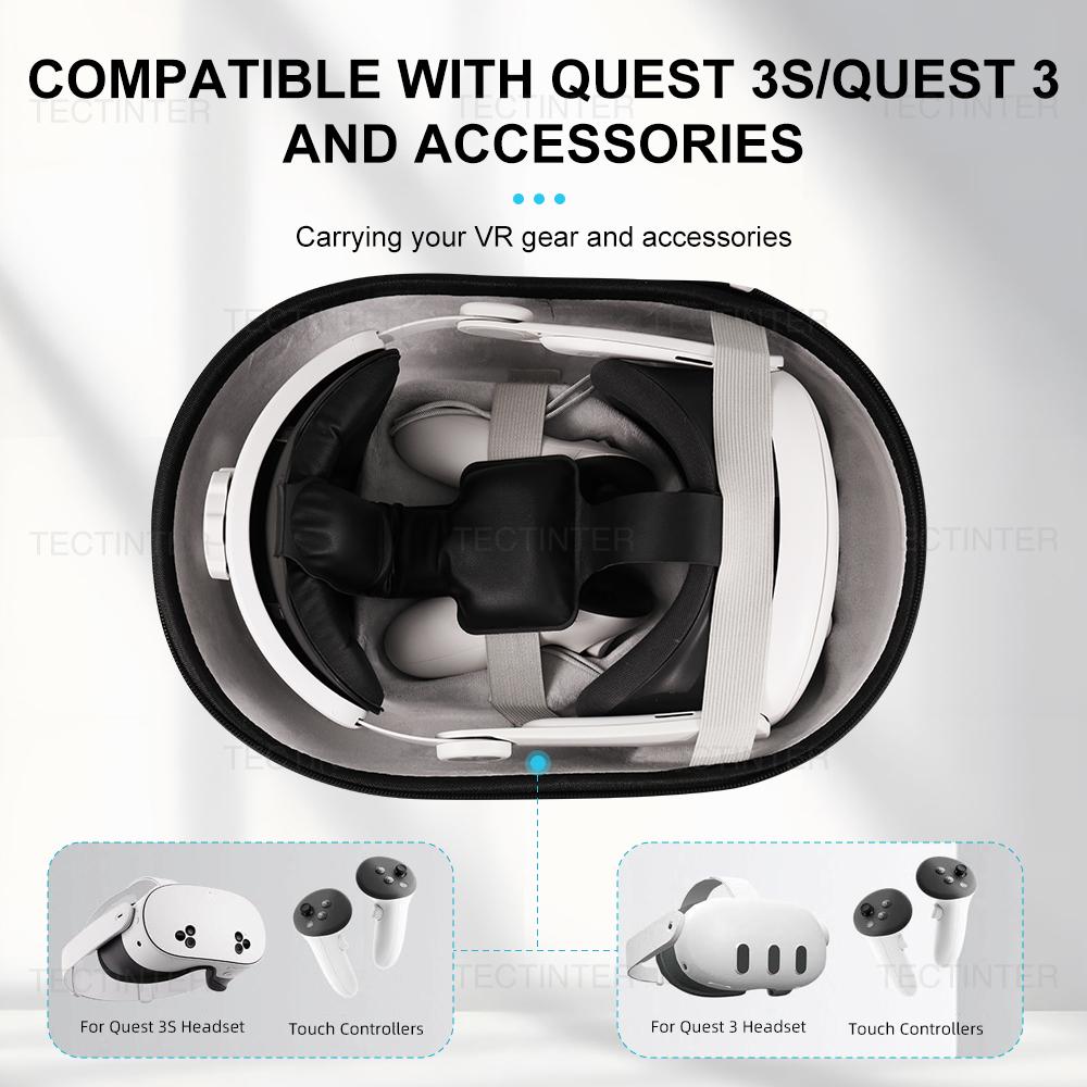 Hard Carrying Case For Meta Quest 3 VR Glasses Portable Storage Bag Travel Shell for Quest 3S VR Headset Controller Accessories