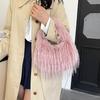 Women Plush Small Purse Soft Luxury Tote Handbag Faux Fur Fluffy Wrist Bags Girls Winter Daily Crossbody Shoulder Bag
