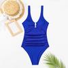 2024 Metal Brushed European-American Solid Color Sexy One-Piece Bikini Swimsuit