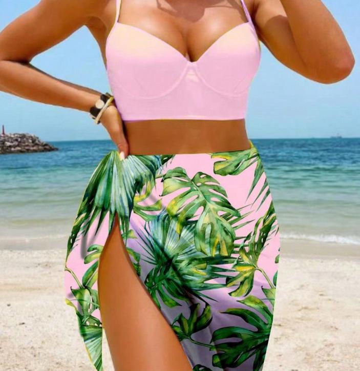 

Европейский и американский женский сексуальный раздельный купальник-трикини с высокой талией и принтом Extra Large