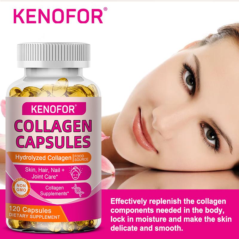 Hydrolysiertes Rinderkollagen Kapseln mit Biotin & Vitamin C, GVO-freies Nahrungsergänzungsmittel, 120 Kapseln 60-Tage-Vorrat