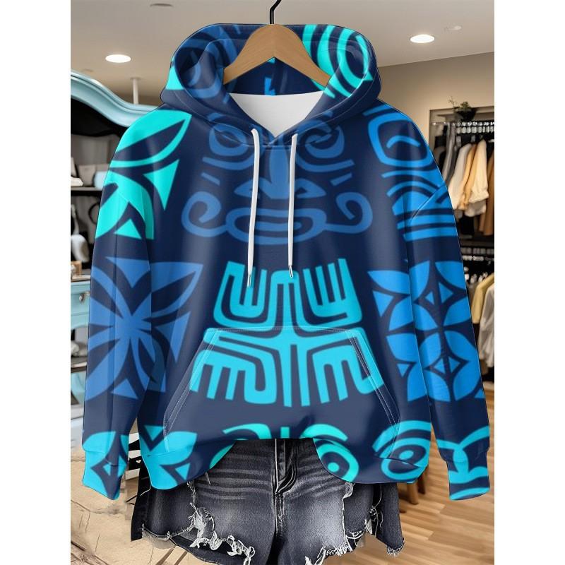Womens Oversized Hooded Long Sleeve Sweatshirt With Floral Plaid Print Comfortable Breathable Casual Top