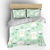 Cartoon Cats And Floral Pattern Print Bedding Set 1 Duvet Cover 2 Pillowcases For Adult And Children Luxury Gift Full Size