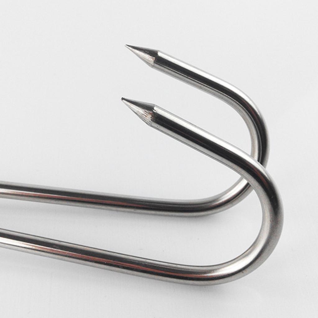 2x Stainless Steel Meat Hook Poultry Double Hooks 34cm Long