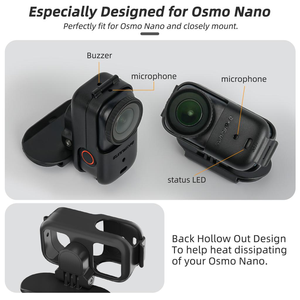 SUNNYLIFE ON-J064 For DJI Osmo Nano Hat Clip Mount 360-Degree Rotatable Camera Adapter Holder