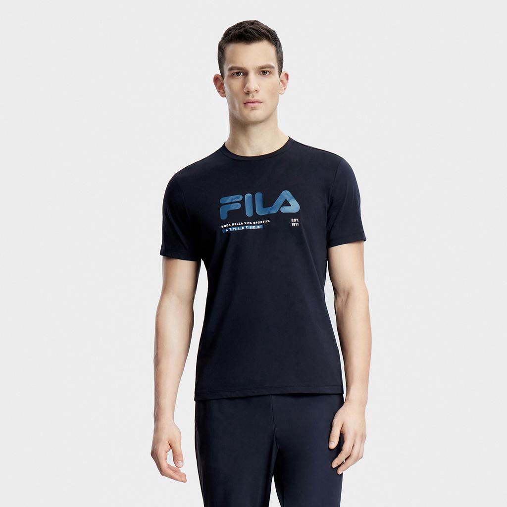 Fila Basic Minimalist Sports Fitness Cool Feeling Round Neck Short Sleeve T-Shirt Men Tops Deep-Black A11M331114F-BK