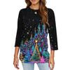 Women's Fashion Casual Christmas Printed Round Neck Long Sleeve Pullover Top