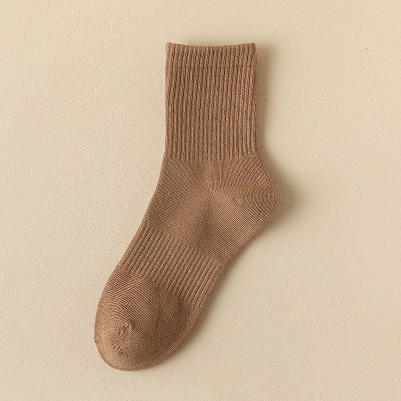 Unisex Mid-Calf Socks: Autumn/Winter High-Elastic, Solid Color, Casual Warm Socks