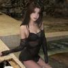 Pure Desire Sexy Black Polka Dot Perspective Split Bikini Swimsuit Women's Three Piece Set Small Chest Gathered Soaking In Hot Springs