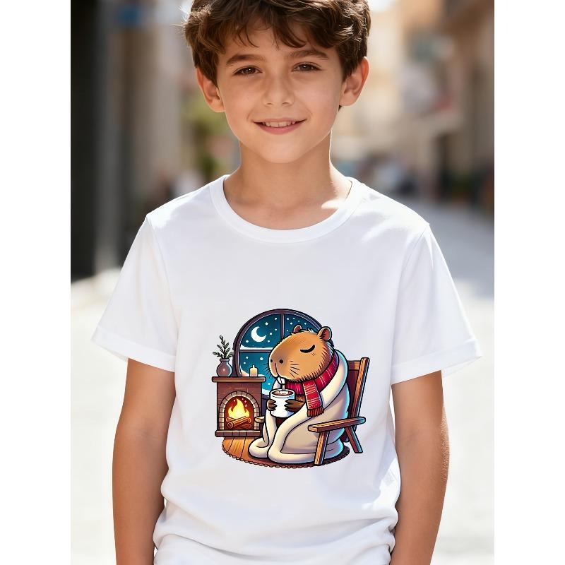 European Sizes Boys' Short Sleeve T-Shirt - Spring Summer Casual Round Neck Tee Suitable for Boys, Machine Washable
