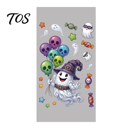 Home Window Ornaments Halloween Cartoon Cling Stickers, Ghost Pumpkin Candy Glass Decals, Self-Adhesive Removable Decorative Posters Art for