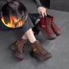 Fashion GKTINOO Women's Lace-up Shoes Cow Skin 5cm Moccasins for New Natural Genuine Leather Mid Calf Ankle Boots Platform Winter