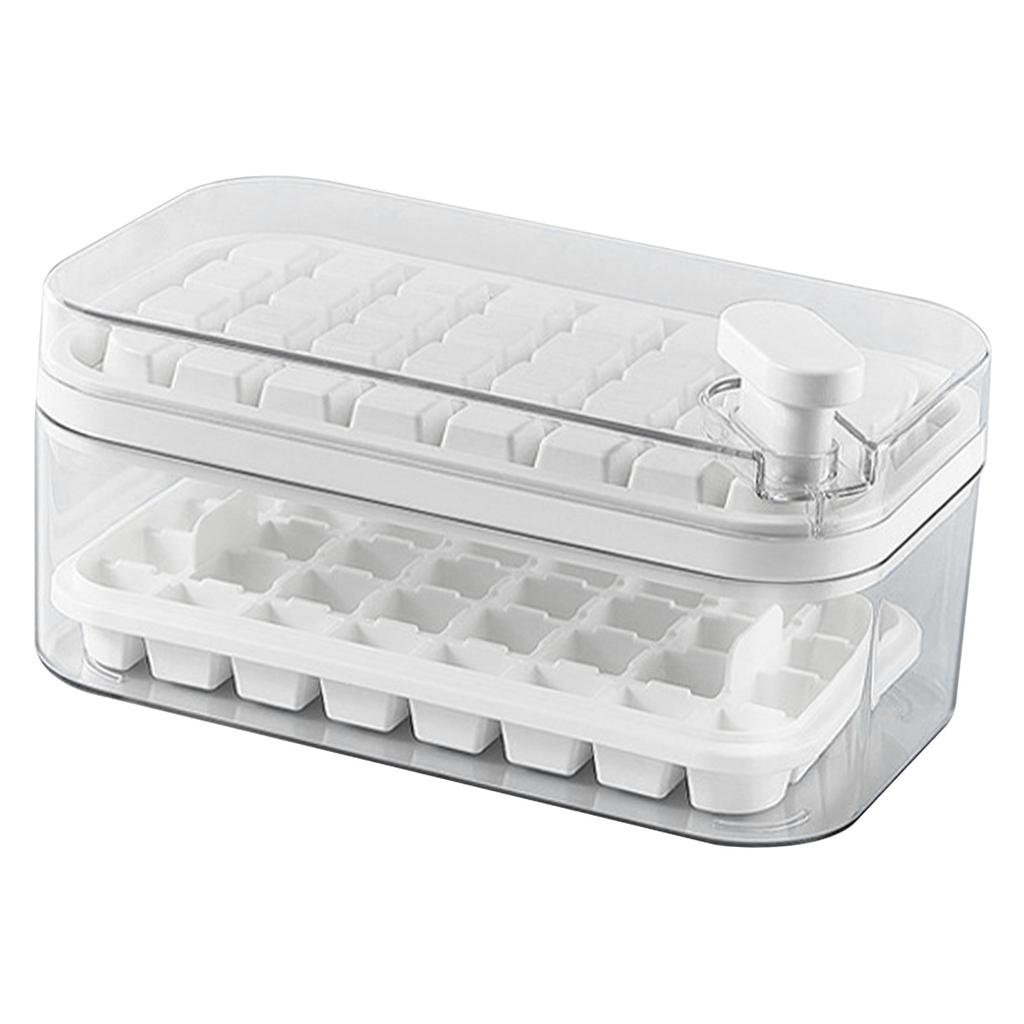 Ice Cube Tray Double Layer 64Pcs Ice Maker Box Home Press Easy Release Ice Freezer Storage Box