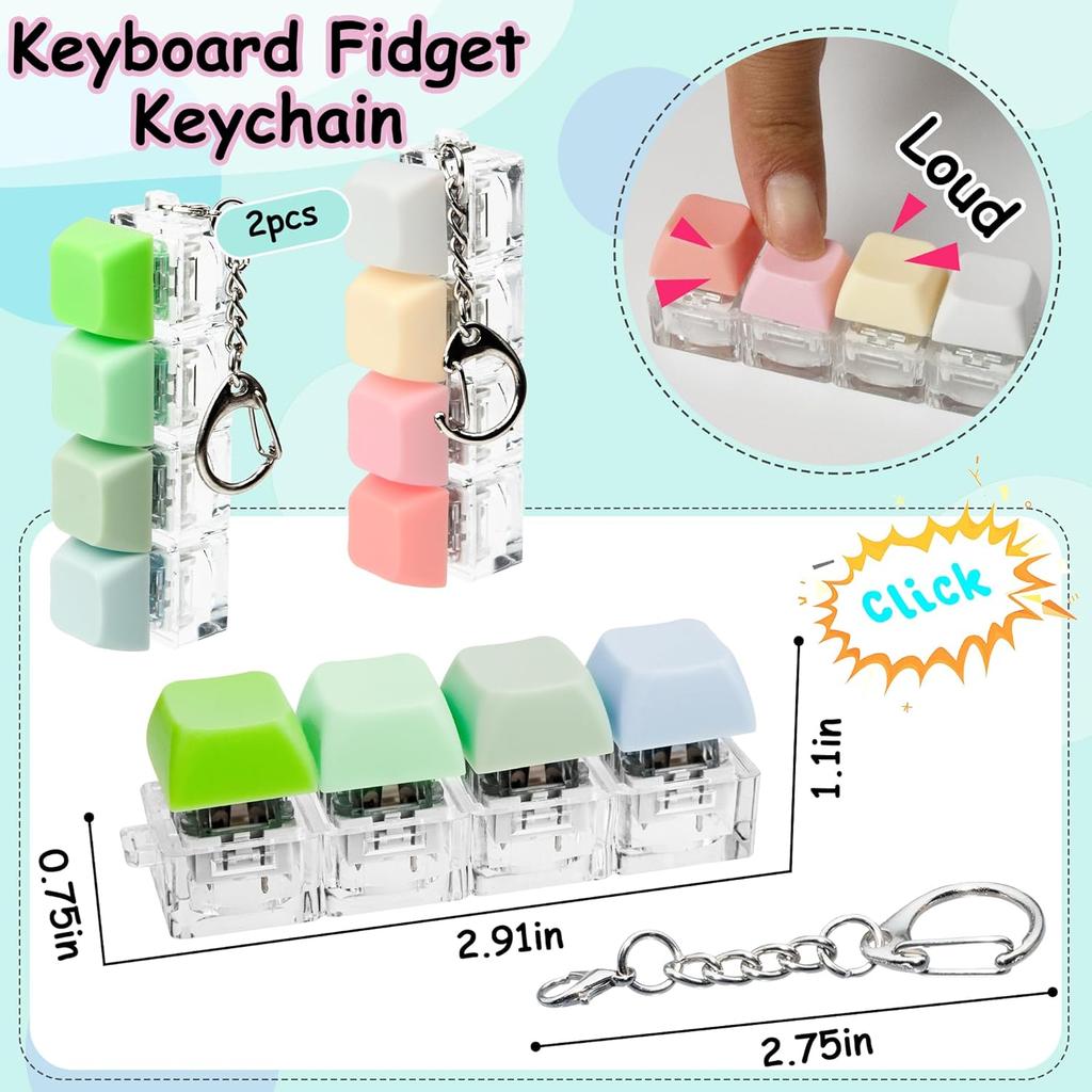 Tastatur Fidget Spielzeug 4-in-1 Tastatur Dekompressionsknopf Finger Clicker Spielzeug, Knopf Stressabbau Schlüsselanhänger Fidget Geschenke