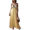 Women's Summer Color Block V Neck Sleeveless Tank Maxi Dress Loose Casual Vacation Beach Long Dress for Women