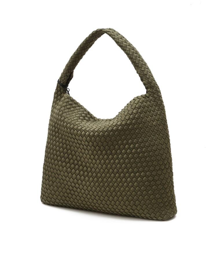 Athe Vanessabruno Khaki Neoprene Weaving Shoulder Bag L Aaba6E851K3