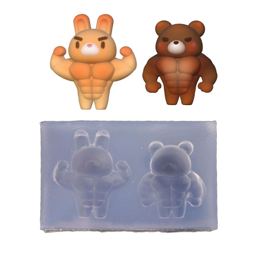 Silikonová forma na dort ve tvaru králíka Miniaturní formičky na pečení ve tvaru medvídka pro přípravu chleba, pěn, čokolády, dekorační nástroj, forma na mýdlo a pryskyřici