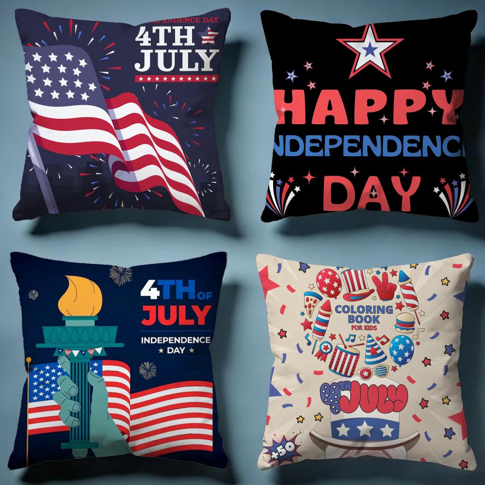 Independence Day Cushion Cover Soft Decorative Pillow Case Suitable for Bedroom Sofa Car Travel Use