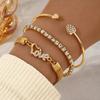 Popular Women's Bracelet with Diamond-encrusted Heart Design LOVE Bracelet Accessory Set, Alloy Niche High-end Jewelry for Women