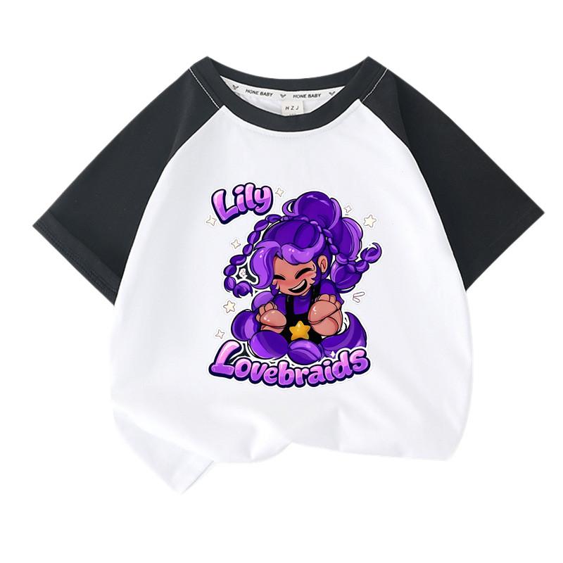 T-shirt Raglan a Maniche Corte Lily Lovebraids per Bambina