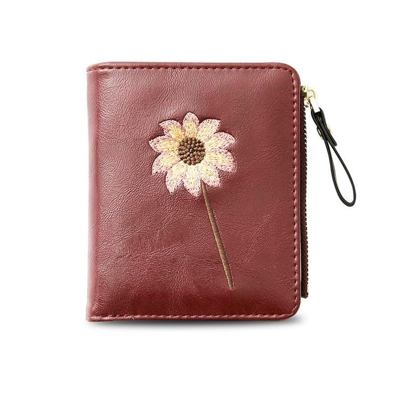 Blumenstickerei-Geldbörse, kleine Geldbörse, Kreditkartenetui, Geldbeutel