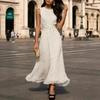 2026 Damen Elegantes Gepunktetes Ärmelloses Figurbetontes Midi-Kleid Hohe Taille Rundhals Büro-Chic