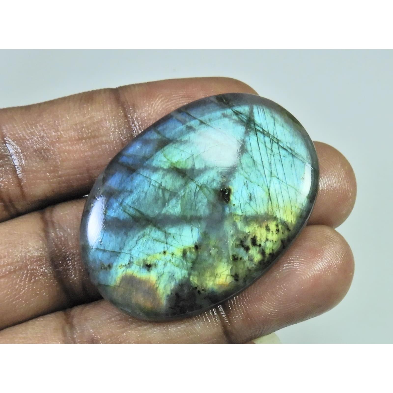 

100Cts.Natural Labradorite Multi Fire Oval Cabochon Loose Gemstone 31X45X7MM D-228