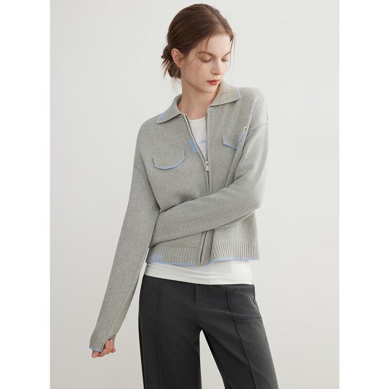 ELLE Women's Embroidered Color Block Knitted Cardigan