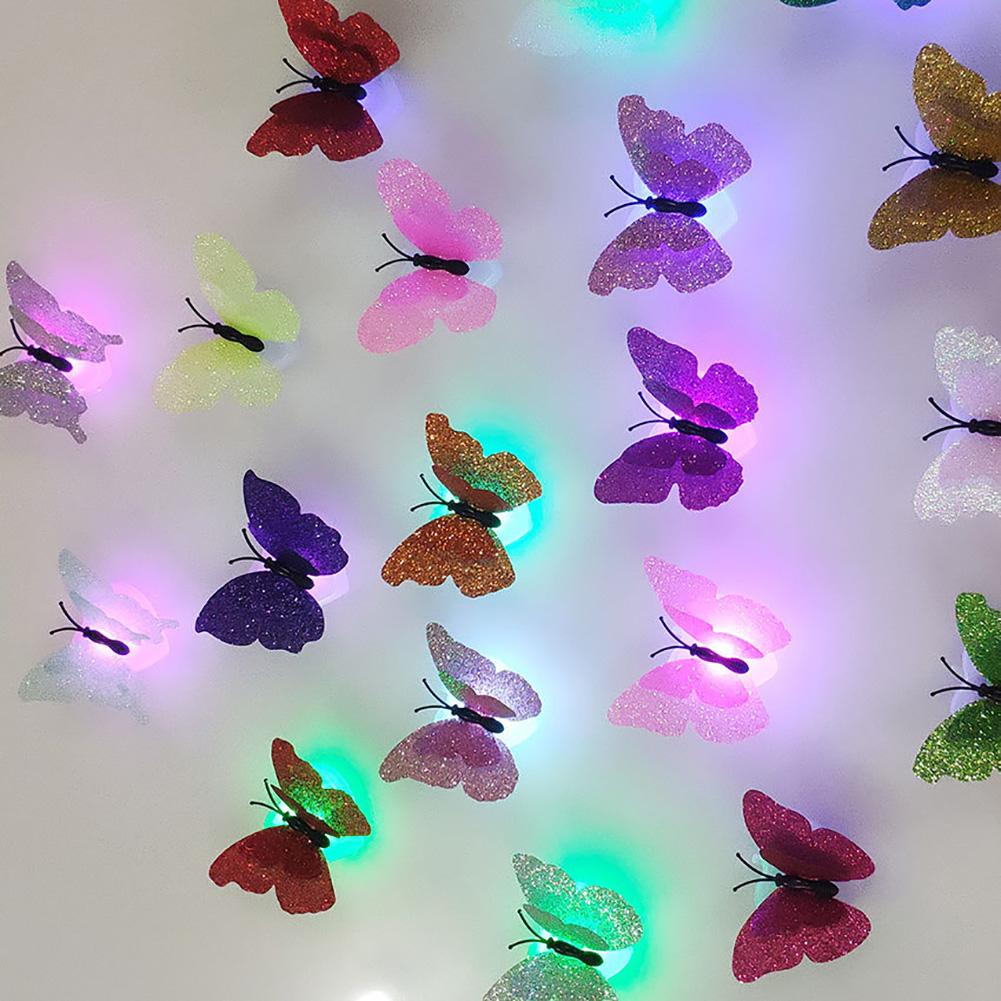 Doppelschichtige Schmetterlings-Nachtlichter Kreative Bunte Leuchtende Schmetterlingslichter Aufklebbare LED-Dekor-Wandlampe