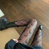 Retro Leopard Print Jacquard Pantyhose - Women's Sexy Slimming Mesh Silk Stockings in Black