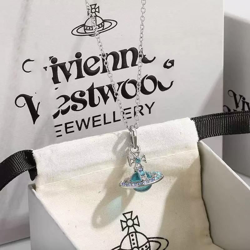 Westwood Saturn Choker Necklace: High Version, Medium Size, Women's 10MM Beads, Logo Clasp.