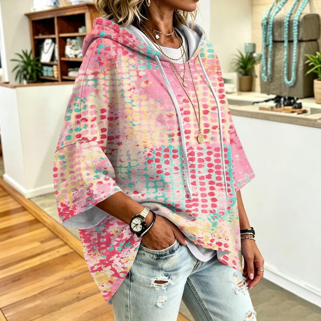 Women's Printed Hoodie Loose Fit Casual Pullover Sweatshirt for Everyday Wear